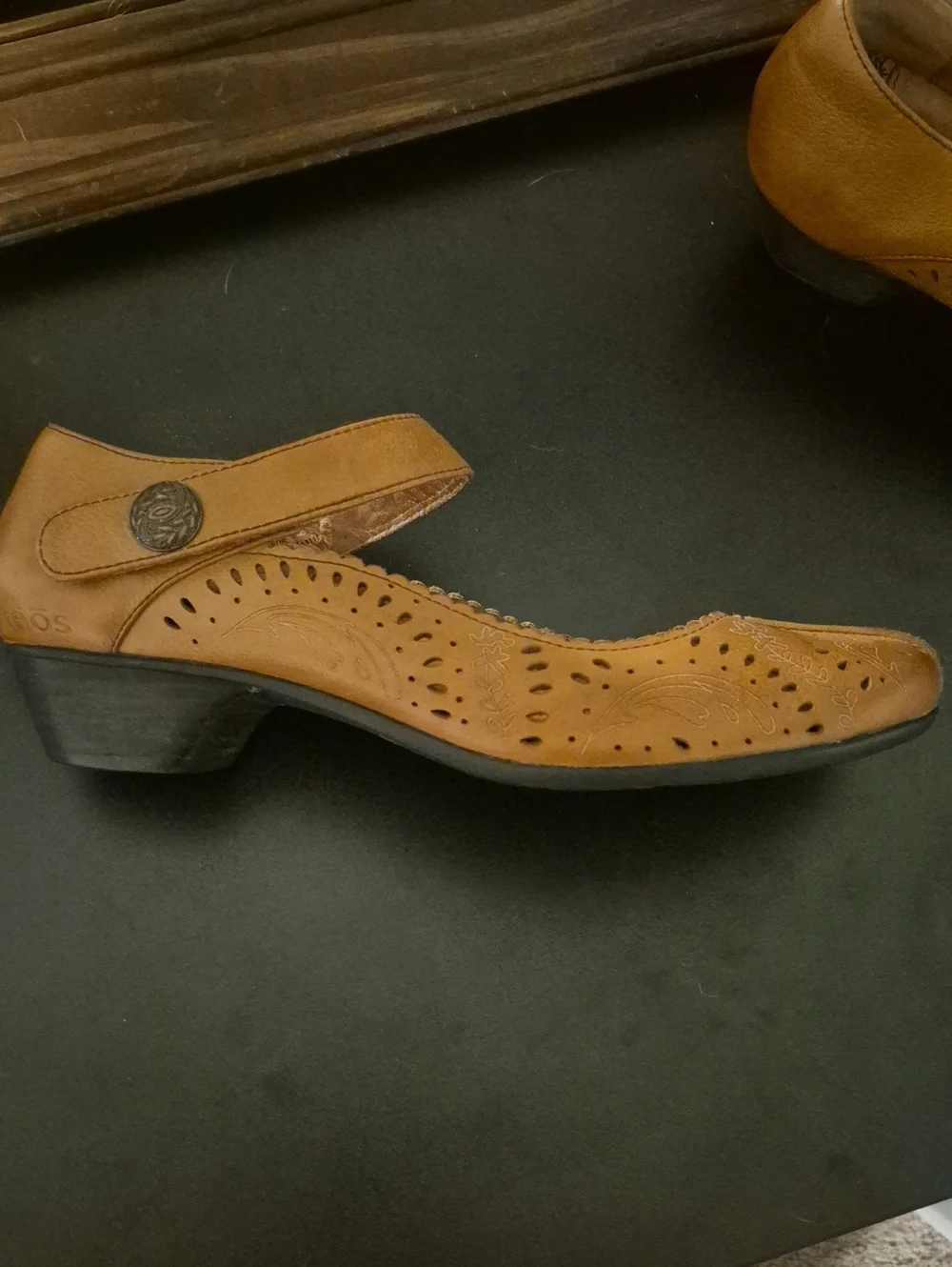 Tan Leather Mary Jane Small Heeled Comfort Shoes